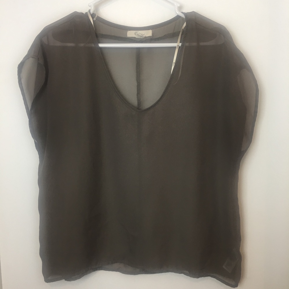 Forever 21 Gray Sheer Blouse